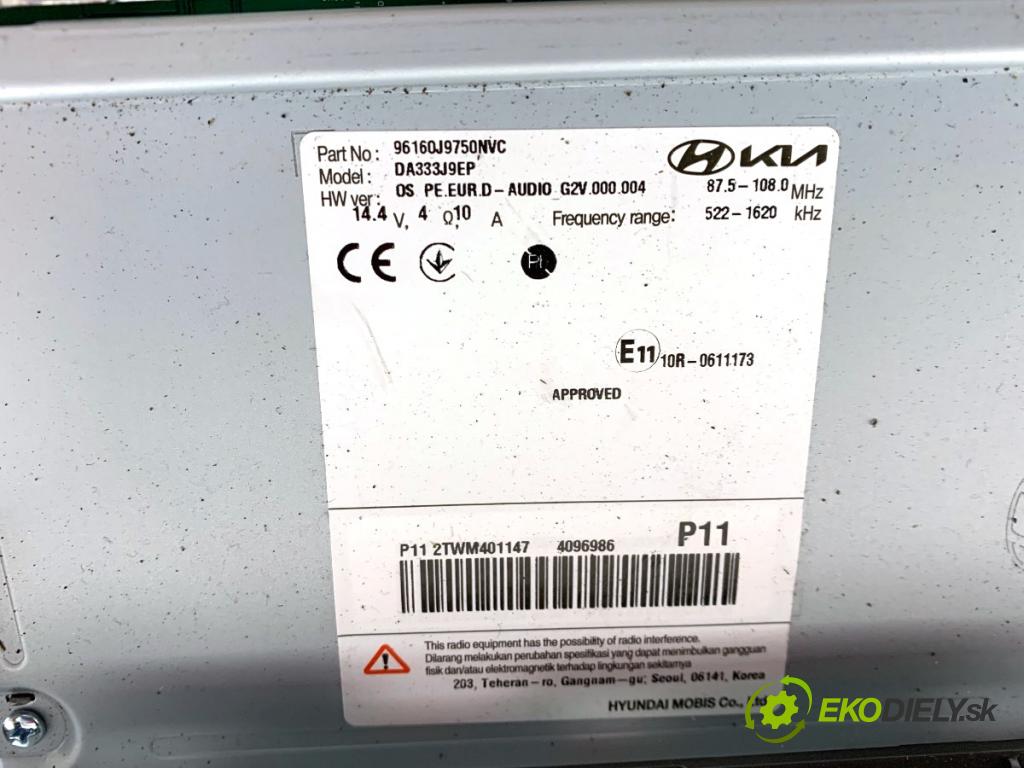 HYUNDAI KONA SUV 2022 88 kW 1.0 T-GDi 998 RADIO 96160J9750NVC (Audio zariadenie)