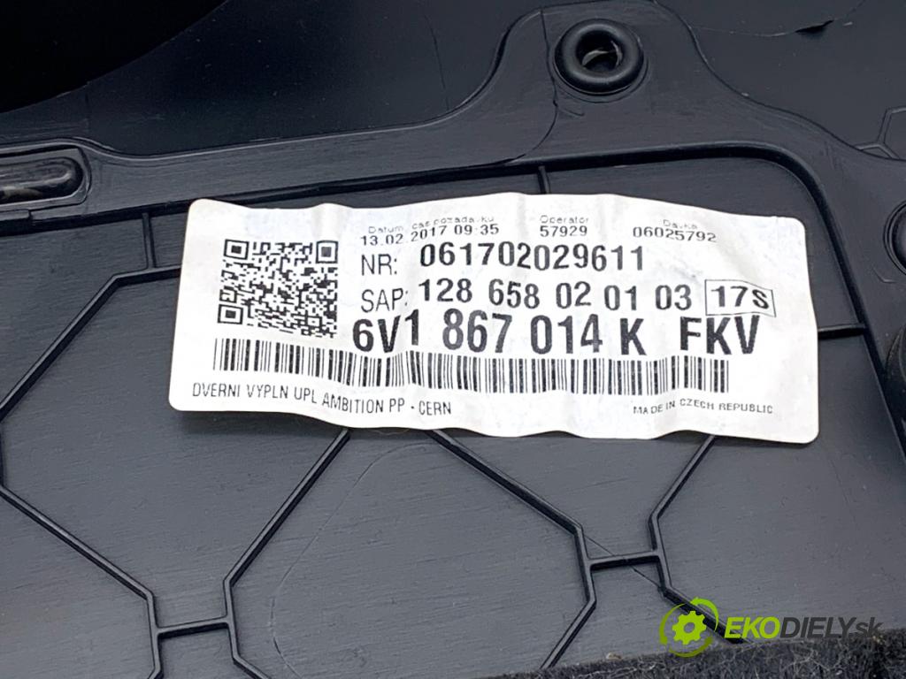 SKODA FABIA III Kombi 2017 77 kW 1.4 TDI 1422 ča dveře pravý přední část 6V1867014K