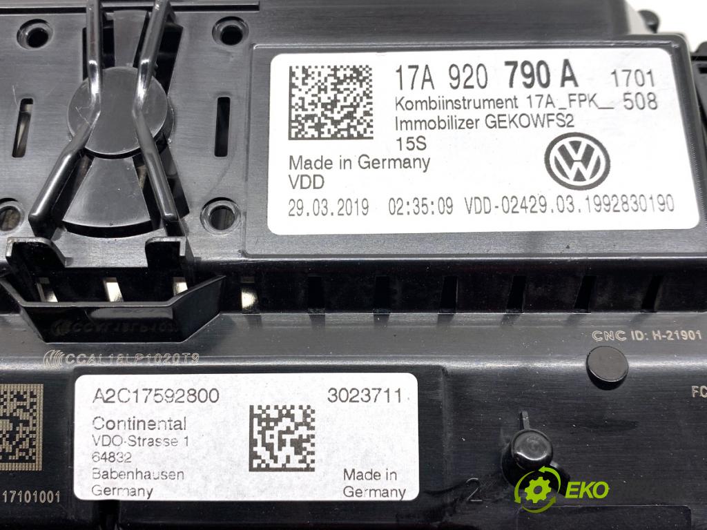 VW T-ROC SUV 2019 110 kW 2.0 TDI 1968 Prístrojovka 17A920790A (Prístrojová doska)