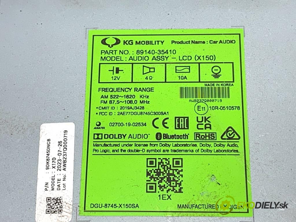 SSANGYONG TIVOLI SUV 2023 120 kW 1.5 T-GDi 1497 RADIO 89140-35410 (Audio zařízení)