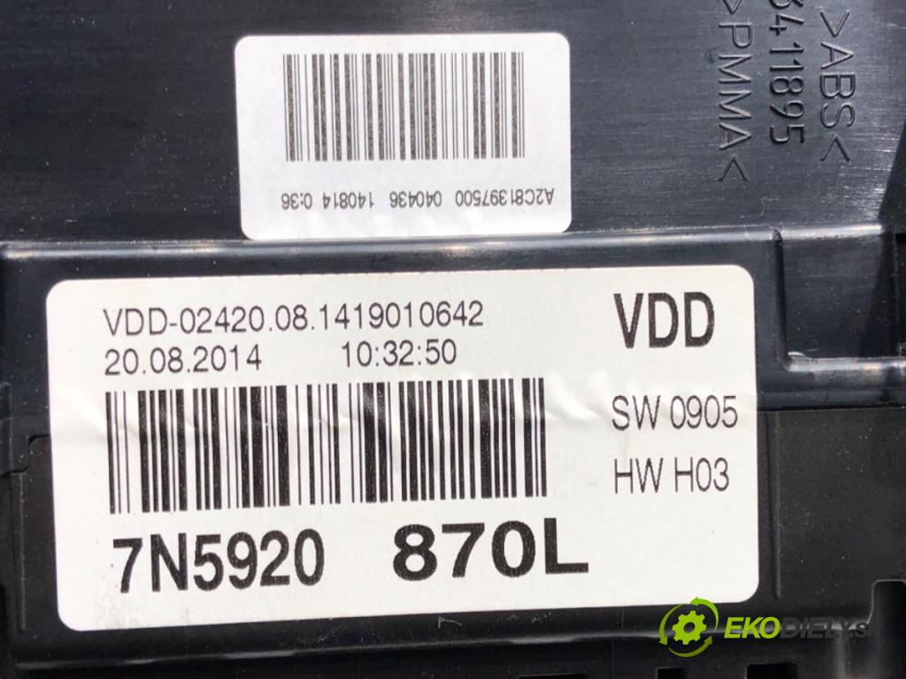 SEAT ALHAMBRA II nadwozie wielkoprzestrzenne (MPV) 2014 103 kW 2.0 TDI 1968 Prístrojovka 7N5920870L (Prístrojová doska)