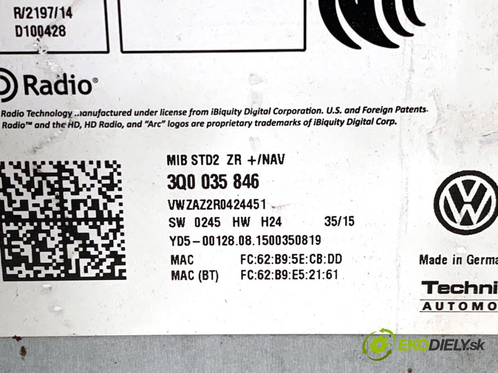 VW POLO V liftback 2017 66 kW 1.2 TSI 16V 1197 čítač navigácie 3Q0035846 (Elektrosúčasti ostatné)