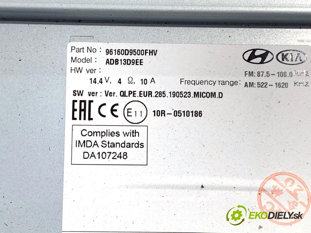 KIA SPORTAGE IV SUV 2020 97 kW 1.6 GDI 1591 RADIO 96160D9500FHV (Audio zariadenie)