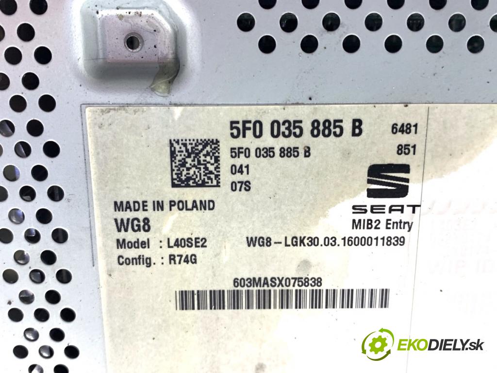 SEAT TOLEDO IV liftback 2016 66 kW 1.2 TSI 1197 RADIO 5F0035885B (Audio zariadenie)