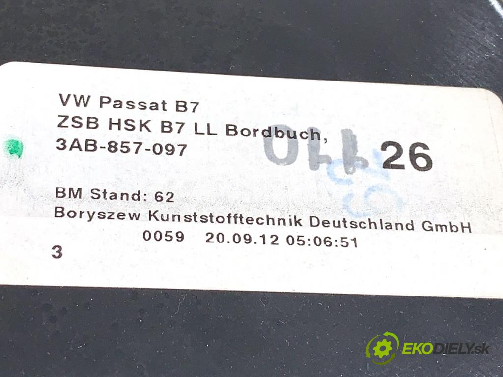 VW CC B7 coupe 2012 103 kW 2.0 TDI 1968 Priehradka, kastlík spolujazdca 3C1857114E (Priehradka (kastlík))