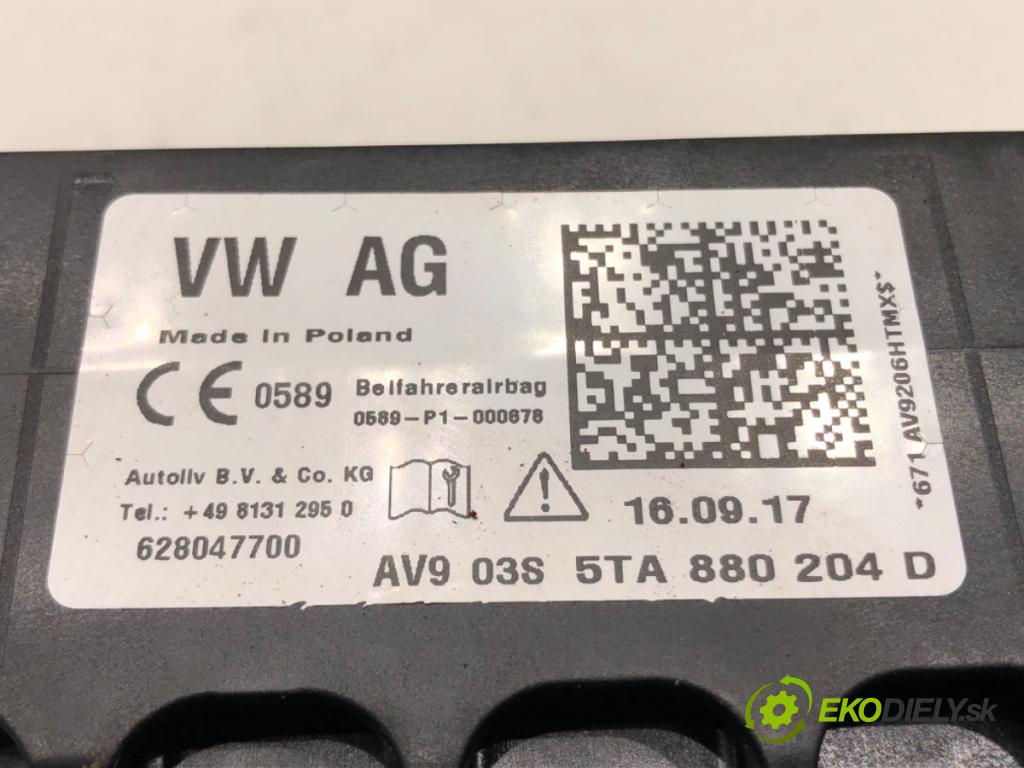 VW TOURAN nadwozie wielkoprzestrzenne (MPV) 2017 132 kW 1.8 TSI 1798 AirBag spolujazdca 5TA880204D (Airbag)