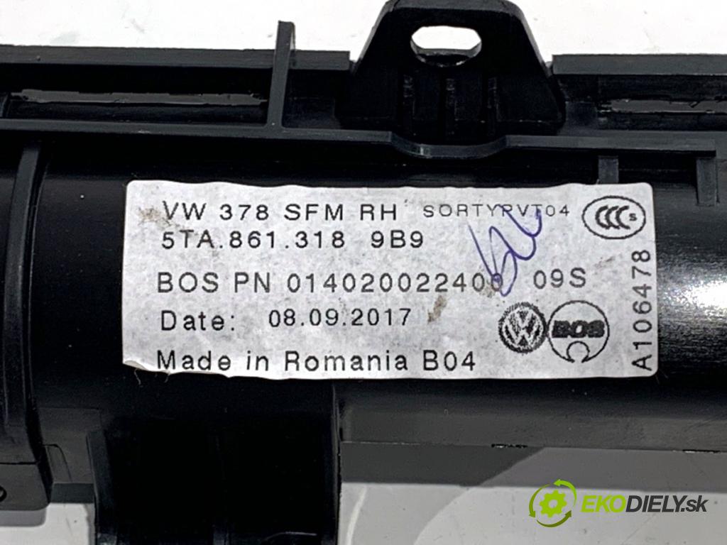 VW TOURAN nadwozie wielkoprzestrzenne (MPV) 2017 132 kW 1.8 TSI 1798 Roleta dveře pravý zadní část 5TA861318