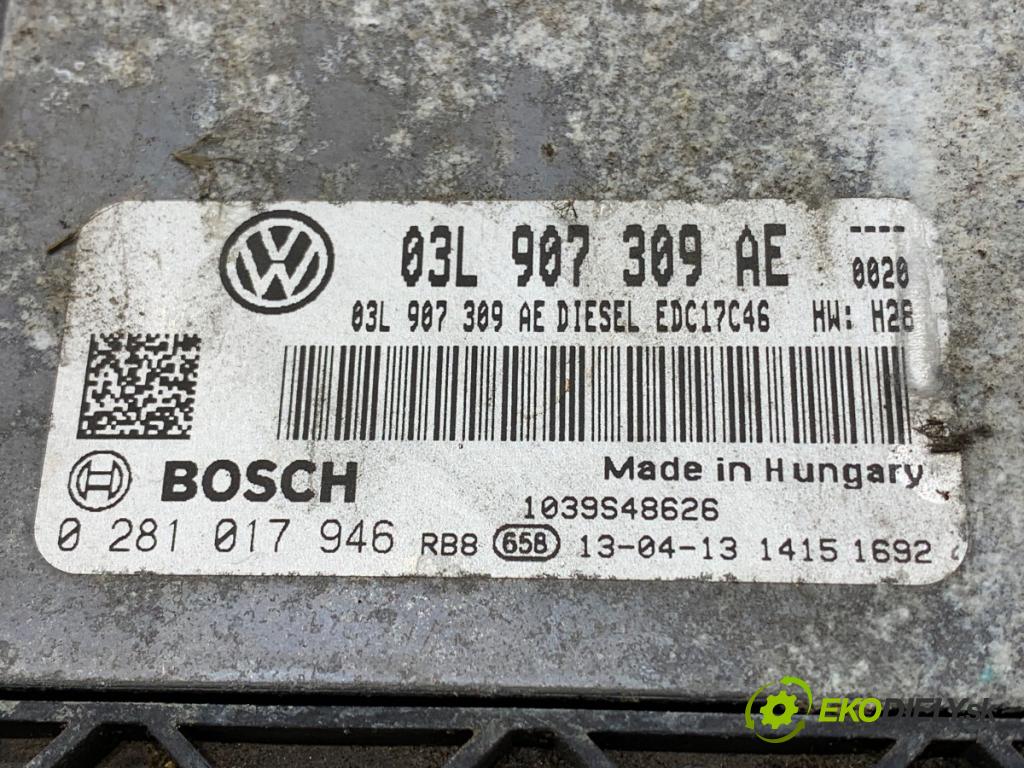 VW PASSAT B7 Kombi 2013 103 kW 2.0 TDI 1968 riadiaca jednotka Motor 03L907309AE (Riadiaca jednotka)