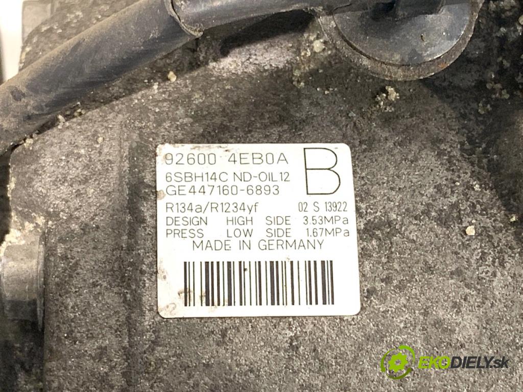 NISSAN QASHQAI J11 SUV 2015 85 kW 1.2 DIG-T 1197 kompresor klimatizace 926004EB0A (Kompresor klimatizace)