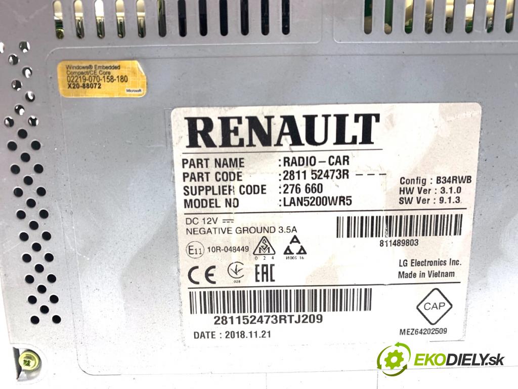 OPEL VIVARO B Autobus 2019 89 kW 1.6 CDTI (06) 1598 RADIO 281152473R (Audio zariadenie)