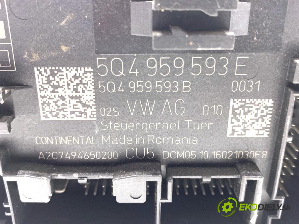 VW PASSAT B8 Kombi 2016 140 kW 2.0 TDI 1968 Modul Dvere predný ľavy 5Q4959593E