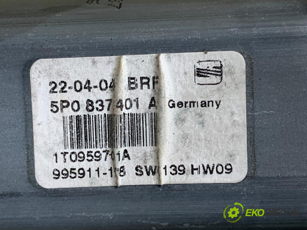 SEAT ALTEA nadwozie wielkoprzestrzenne (MPV) 2004 77 kW 1.9 TDI 1896 Mechanizmus okna ľavy predný 5P0837401A 1K0959793D