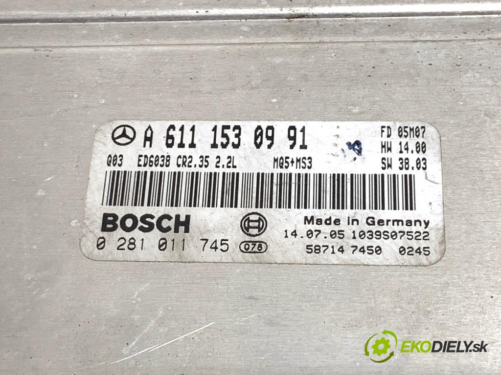 MERCEDES-BENZ W903 Autobus 2005 80 kW 211 CDI 2148 riadiaca jednotka Motor A6111530991 (Riadiaca jednotka)