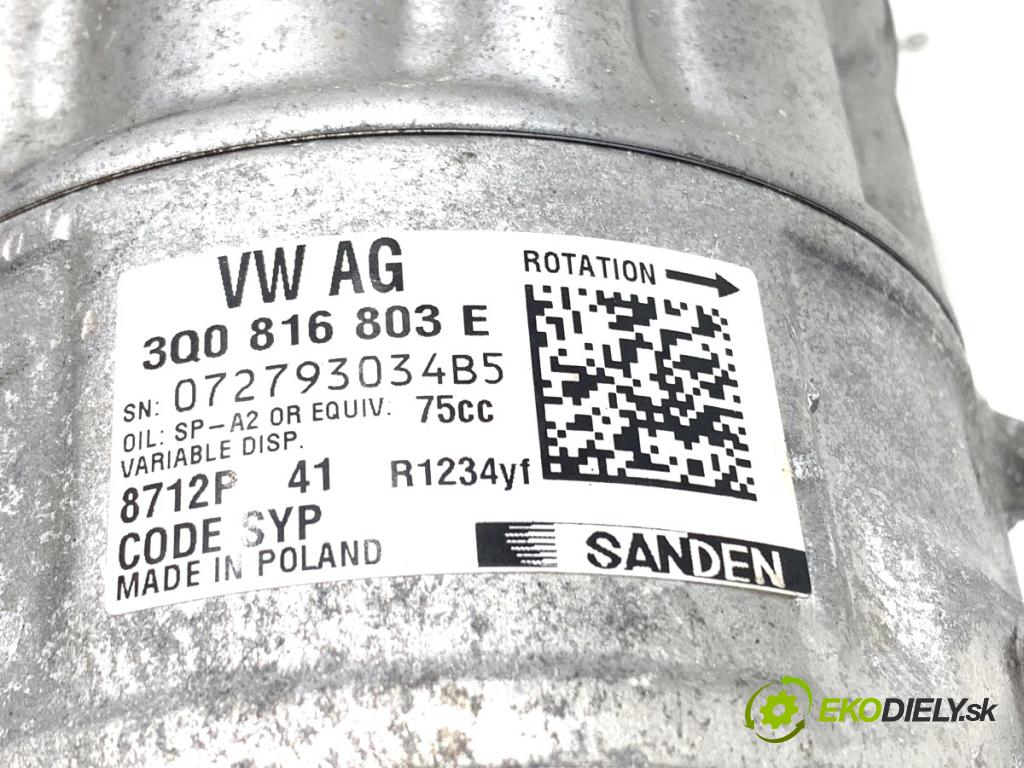 SKODA KAMIQ SUV 2024 85 kW 1.0 TSI 999 kompresor klimatizace 3Q0816803E (Kompresor klimatizace)