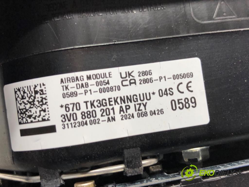 SKODA KAMIQ SUV 2024 85 kW 1.0 TSI 999 AirBag volantu 3V0880201AP (Airbag)