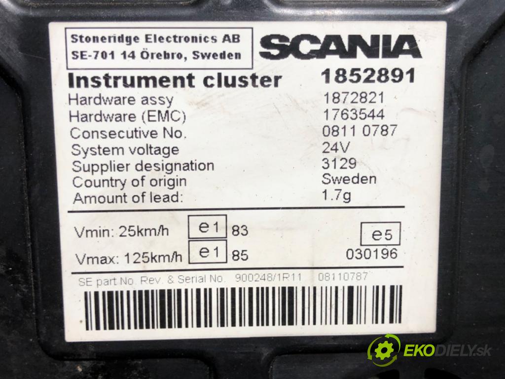 SCANIA P,G,R,T - series Ciągnik siodłowy 2008 279 kW R 380 279 kW [380 KM] olej napędowy 2004 - 2022 10600 Prístrojovka 1852891 (Prístrojová doska)