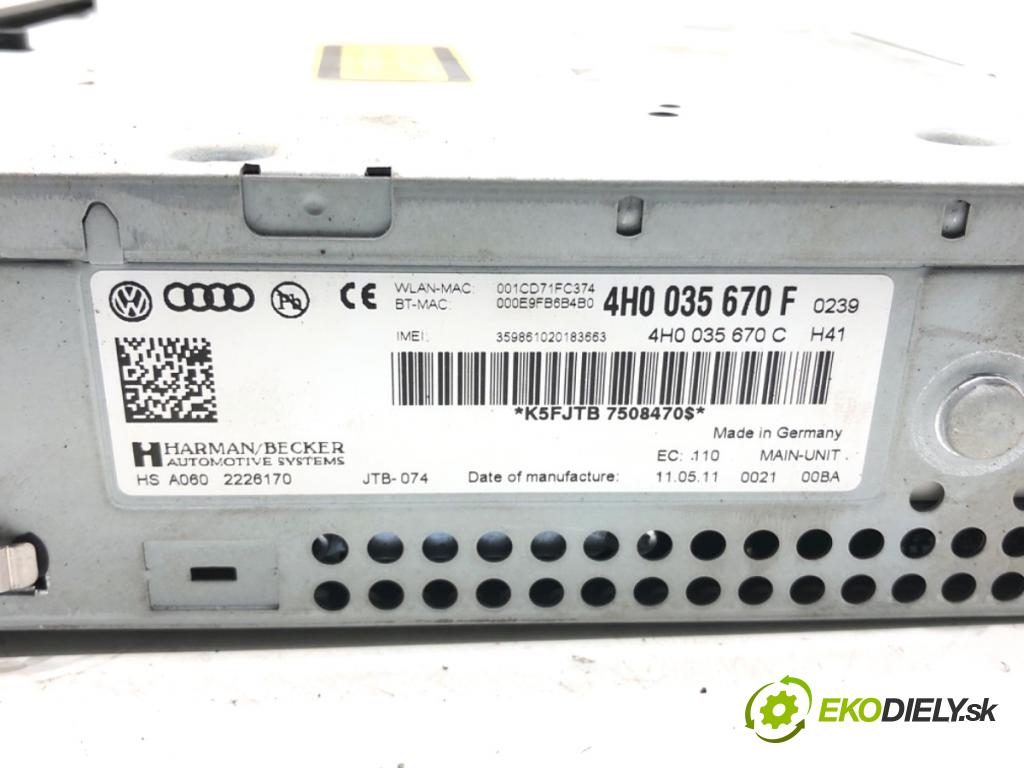 AUDI A8 D4 sedan 2011 258 kW 4.2 TDI quattro 4134 čítač KART SD MMI 4H0035670F