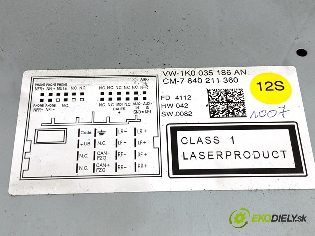 VW GOLF VI Kombi 2012 77 kW 1.6 TDI 1598 RADIO 1K0035186AN (Audio zařízení)