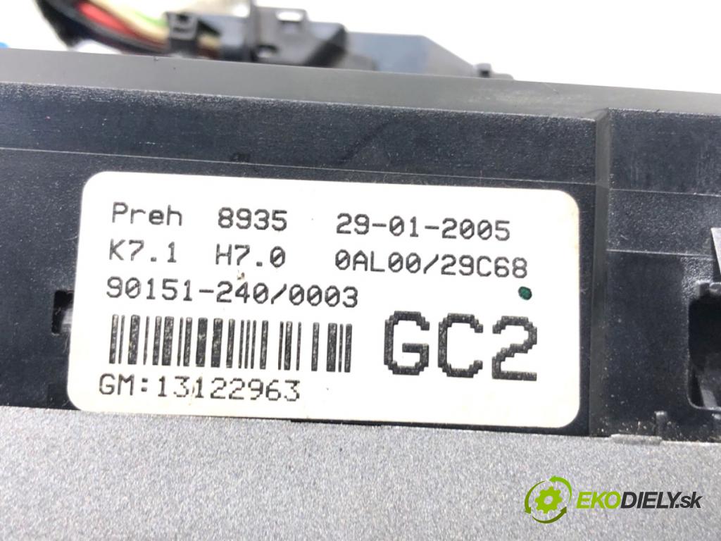 OPEL ASTRA H liftback 2005 125 kW 2.0 Turbo (L08) 1998 Panel ovládania kúrenia 13122963 (Prepínacie páčky pod volantom)