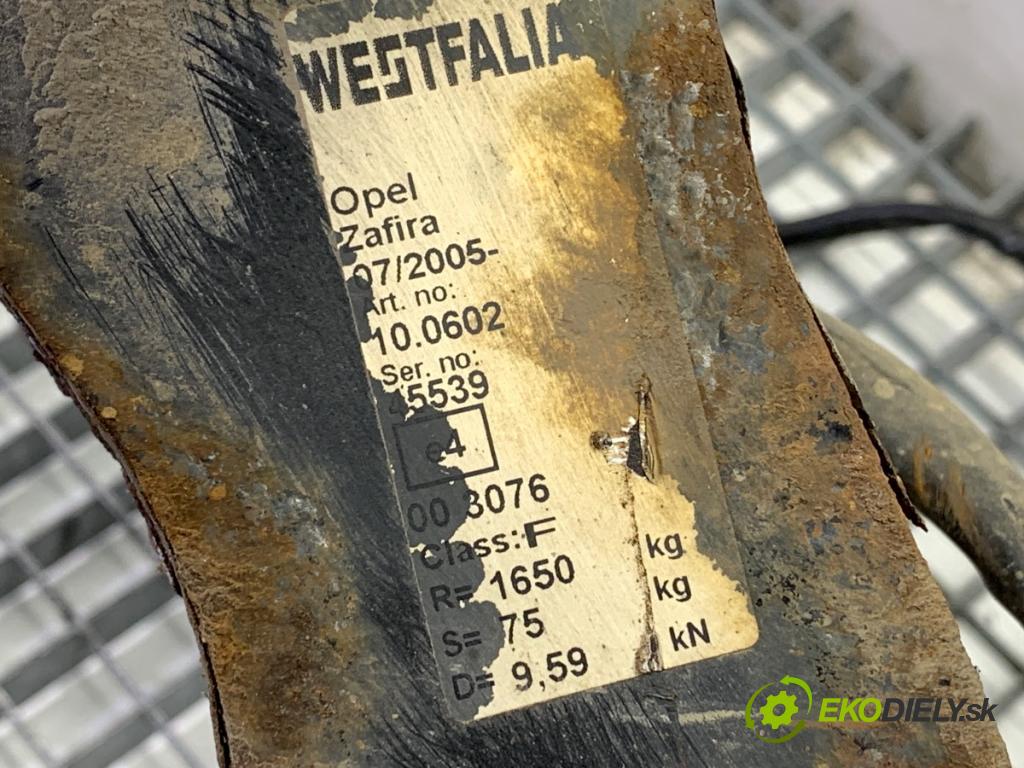 OPEL ZAFIRA B nadwozie wielkoprzestrzenne (MPV) 2005 77 kW 1.6 (M75) 1598 Hák tažné zařízení  (Tažné zařízení)