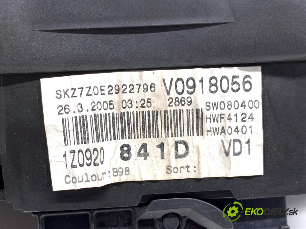 SKODA OCTAVIA II Kombi 2005 77 kW 1.9 TDI 4x4 1896 Prístrojovka 1Z0920841D (Prístrojová doska)