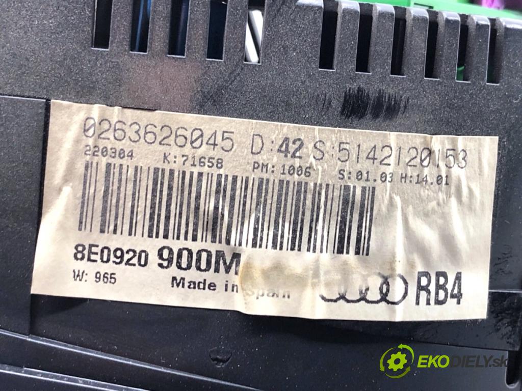 AUDI A4 B6 sedan 2004 96 kW 1.9 TDI 1896 Prístrojovka 8E0920900M (Prístrojová doska)