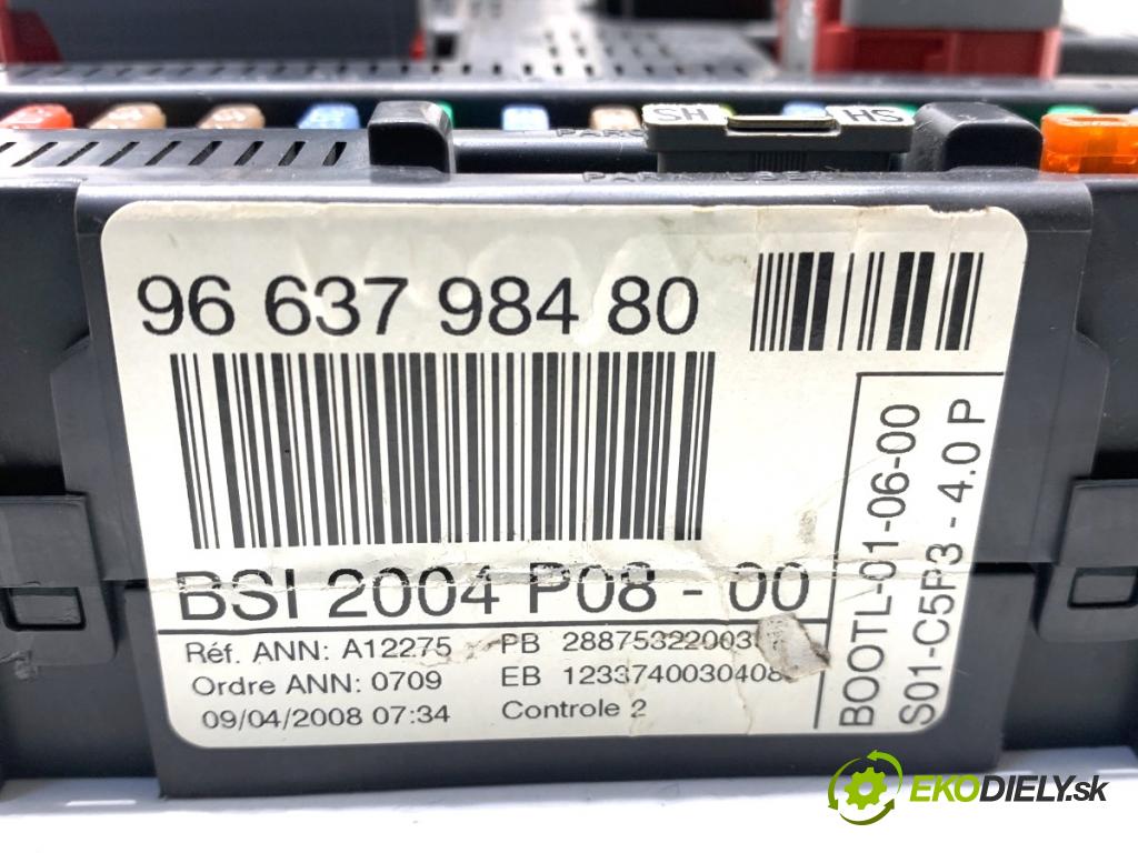 PEUGEOT 207 Kombi 2008 88 kW 1.6 16V 1598 modul BSI 9663798480 (Pojistková skříňka)