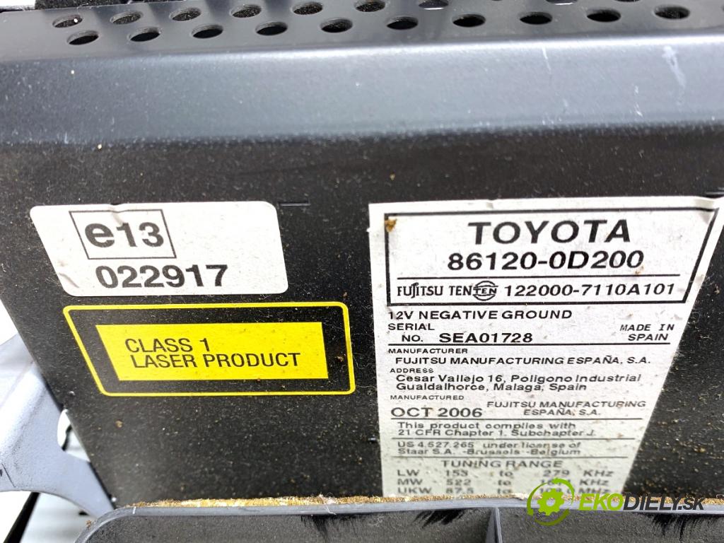 TOYOTA YARIS II liftback 2006 64 kW 1.3 VVT-i (SCP90_) 1298 RADIO 86120-0D200 (Audio zariadenie)