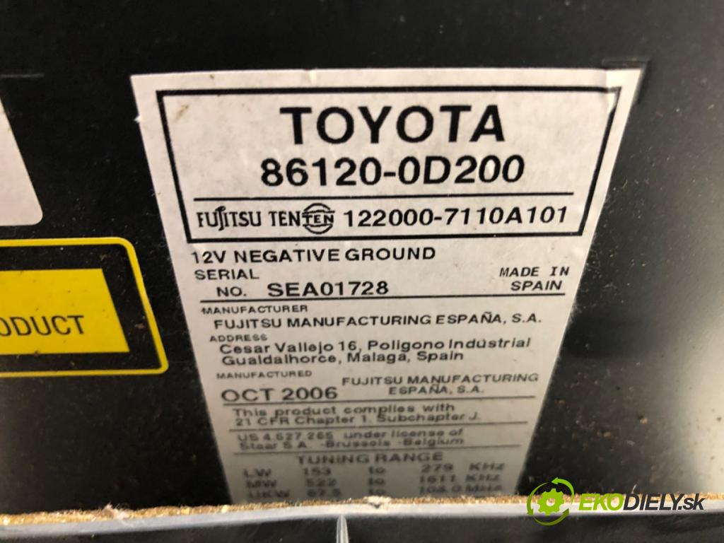 TOYOTA YARIS II liftback 2006 64 kW 1.3 VVT-i (SCP90_) 1298 RADIO 86120-0D200 (Audio zariadenie)