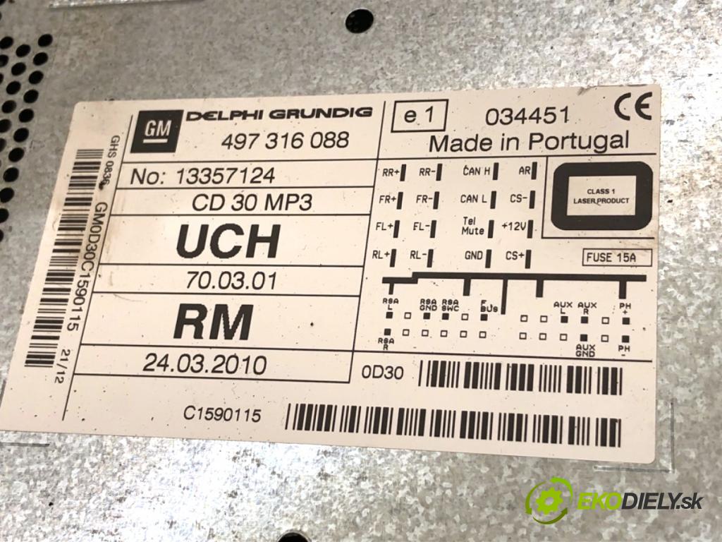 OPEL CORSA D liftback 2012 74 kW 1.4 (L08, L68) 1398 RADIO 13357124 (Audio zariadenie)