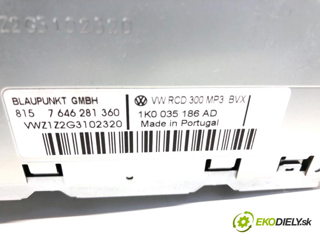 VW TOURAN nadwozie wielkoprzestrzenne (MPV) 2005 110 kW 2.0 FSI 1984 RADIO 1K0035186AD (Audio zariadenie)