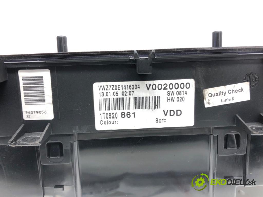 VW TOURAN nadwozie wielkoprzestrzenne (MPV) 2005 110 kW 2.0 FSI 1984 Prístrojovka 1T0920861 (Prístrojová doska)