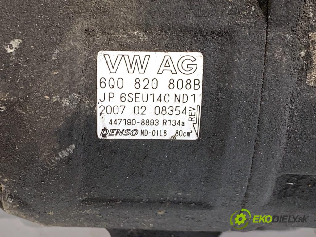 SKODA ROOMSTER nadwozie wielkoprzestrzenne (MPV) 2007 77 kW 1.6 1598 Kompresor klimatizácie 6Q0820808B (Kompresor klimatizácie)