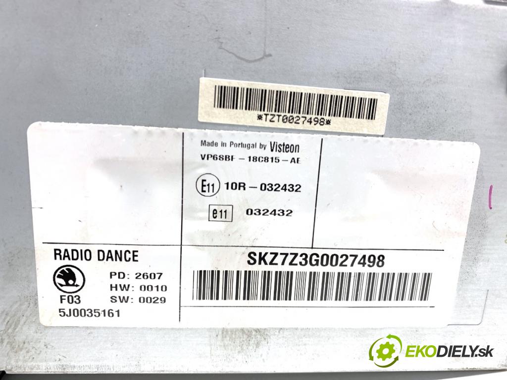SKODA ROOMSTER nadwozie wielkoprzestrzenne (MPV) 2007 77 kW 1.6 1598 RADIO 5J0035161 (Audio zariadenie)