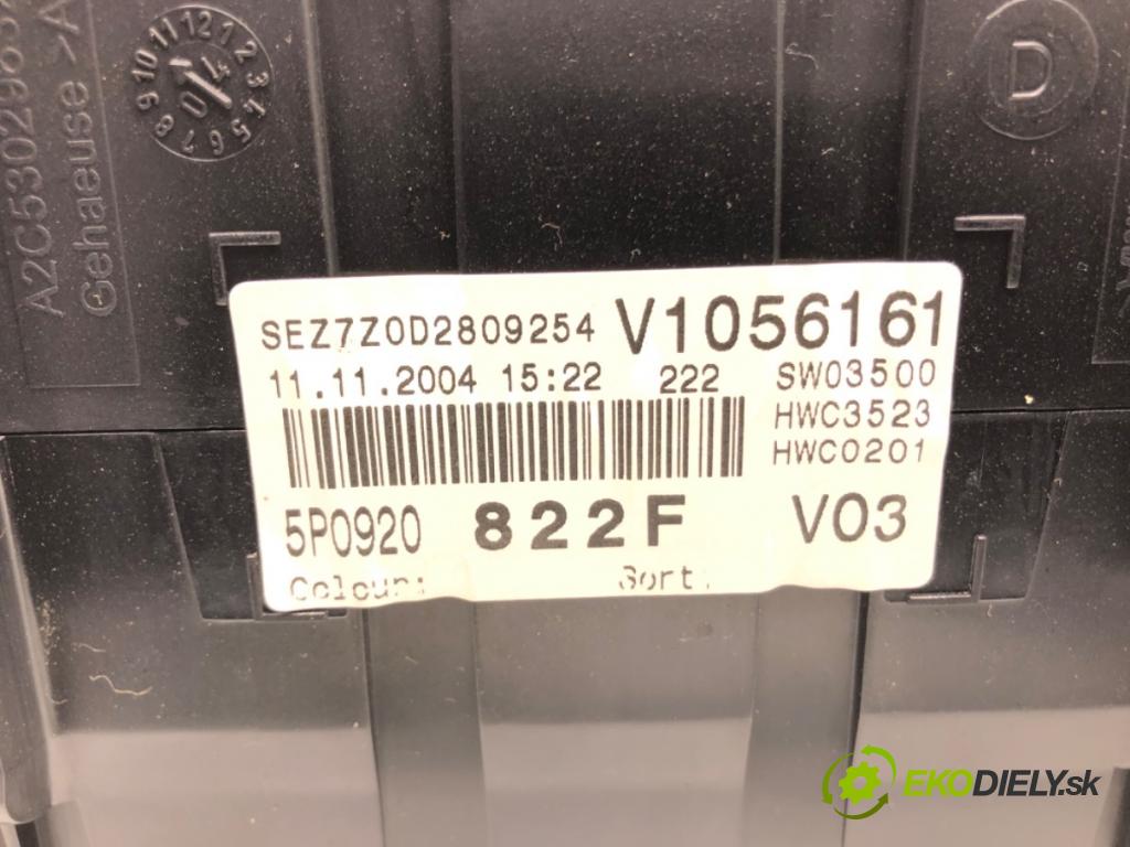 SEAT ALTEA nadwozie wielkoprzestrzenne (MPV) 2005 75 kW 1.6 1595 Prístrojovka 5P0920822F (Prístrojová doska)