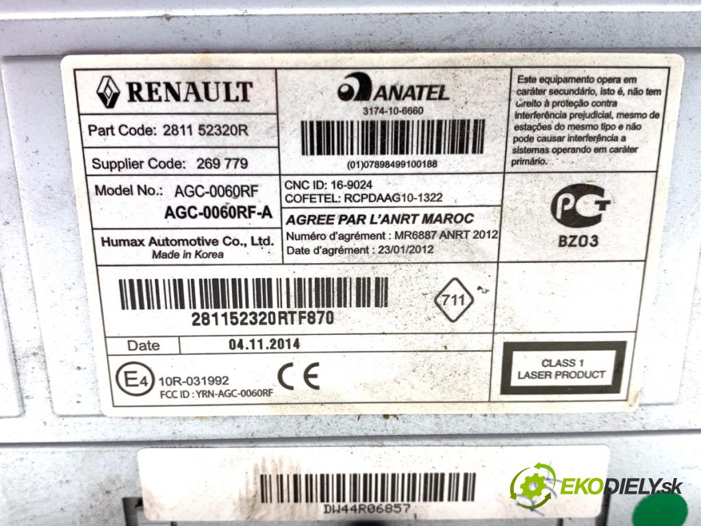 DACIA DOKKER Nadwozie pełne/minivan 2014 61 kW 1.6 1598 RADIO 281152320R (Audio zariadenie)