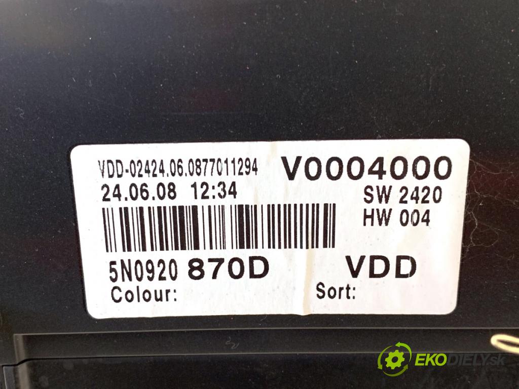 VW TIGUAN SUV 2008 103 kW 2.0 TDI 4motion 1968 Prístrojovka 5N0920870D (Prístrojová doska)