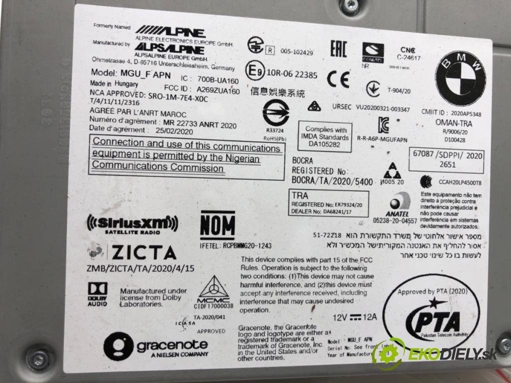 BMW F44 coupe 2021 131 kW 220 i 1998 RADIO Navigácia 5A59170 (Audio zariadenie)