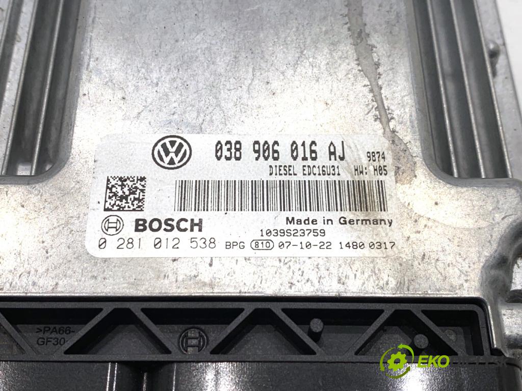 VW TRANSPORTER T5 Autobus 2007 75 kW 1.9 TDI 1896 riadiaca jednotka Motor 038906016AJ (Riadiaca jednotka)