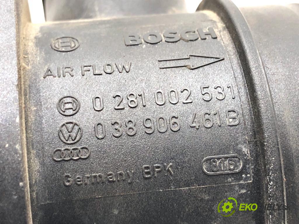 VW TRANSPORTER T5 Autobus 2007 75 kW 1.9 TDI 1896 váha vzduchu 0281002531 038906461B (Snímač hmotnosti vzduchu)