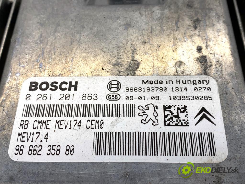 PEUGEOT 207 liftback 2009 53 kW 1.4 1360 řídící jednotka motora 9666235880 0261201863 (Řídicí jednotka)