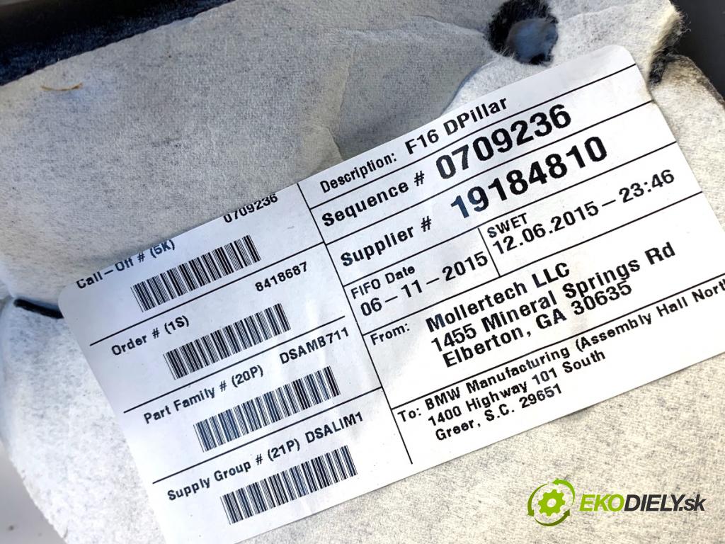 BMW F16 SUV 2015 230 kW xDrive 40 d 2993 Clona stĺpika ľavy zad 7324925