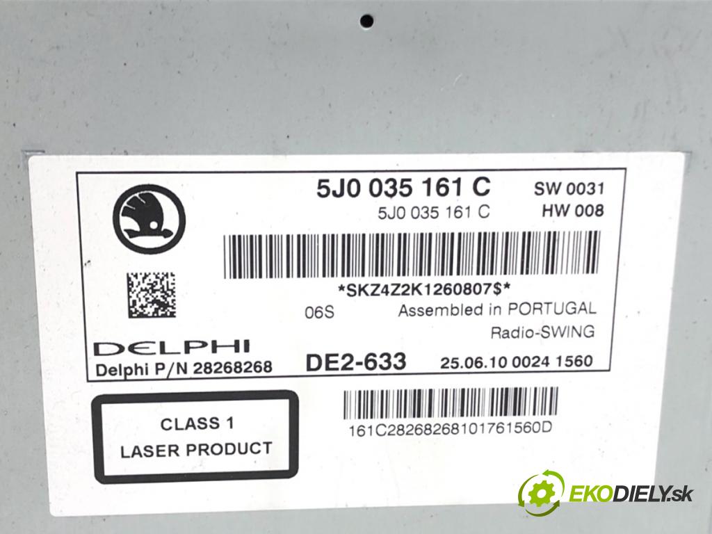 SKODA ROOMSTER nadwozie wielkoprzestrzenne (MPV) 2010 63 kW 1.2 TSI 1197 RADIO 5J0035161C (Audio zariadenie)