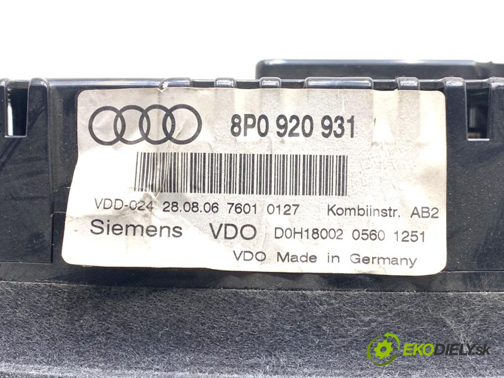 AUDI A3 8P liftback 2006 125 kW 2.0 TDI 1968 Prístrojovka 8P0920931 (Prístrojová doska)