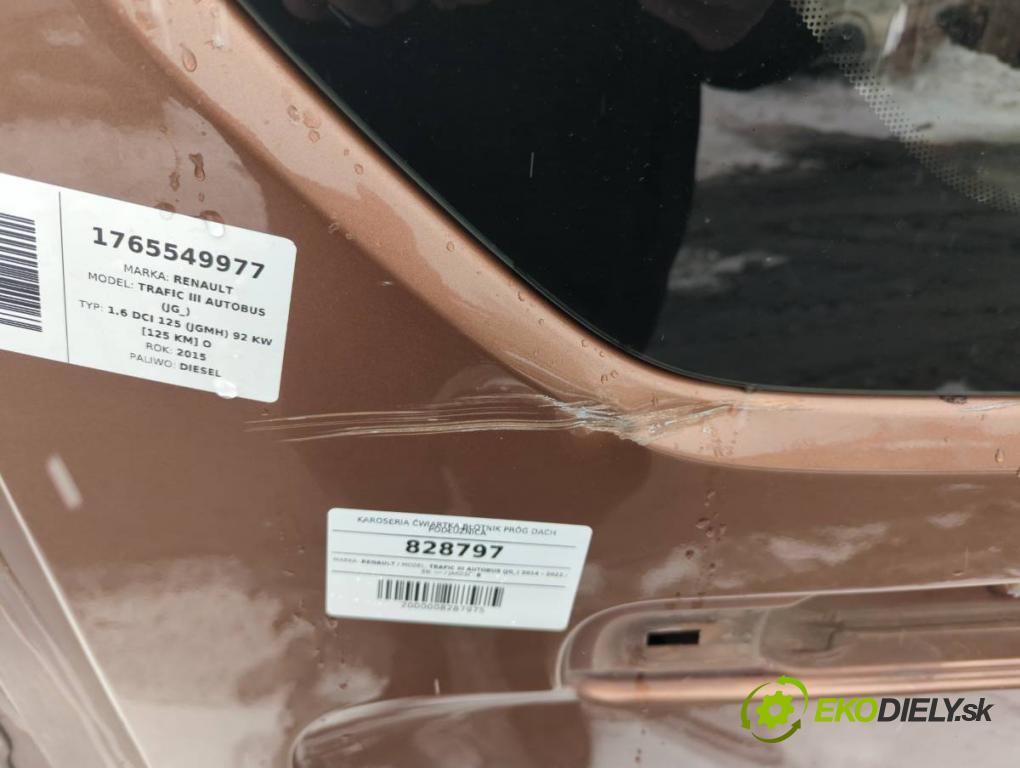 RENAULT TRAFIC III Autobus 2015 92 kW 1.6 dCi 125 (JGMH) 1598 karoséria ČTVRŤÁK: Blatník prah strecha PODŁUŻNICA