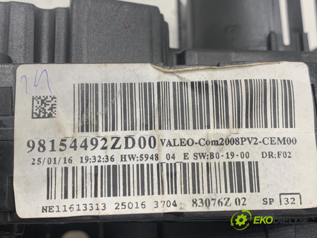 PEUGEOT 208 I liftback 2016 55 kW 1.6 HDi / BlueHDi 75 1560 Prepínač kombinovaný 98154492ZD (Prepínacie páčky pod volantom)