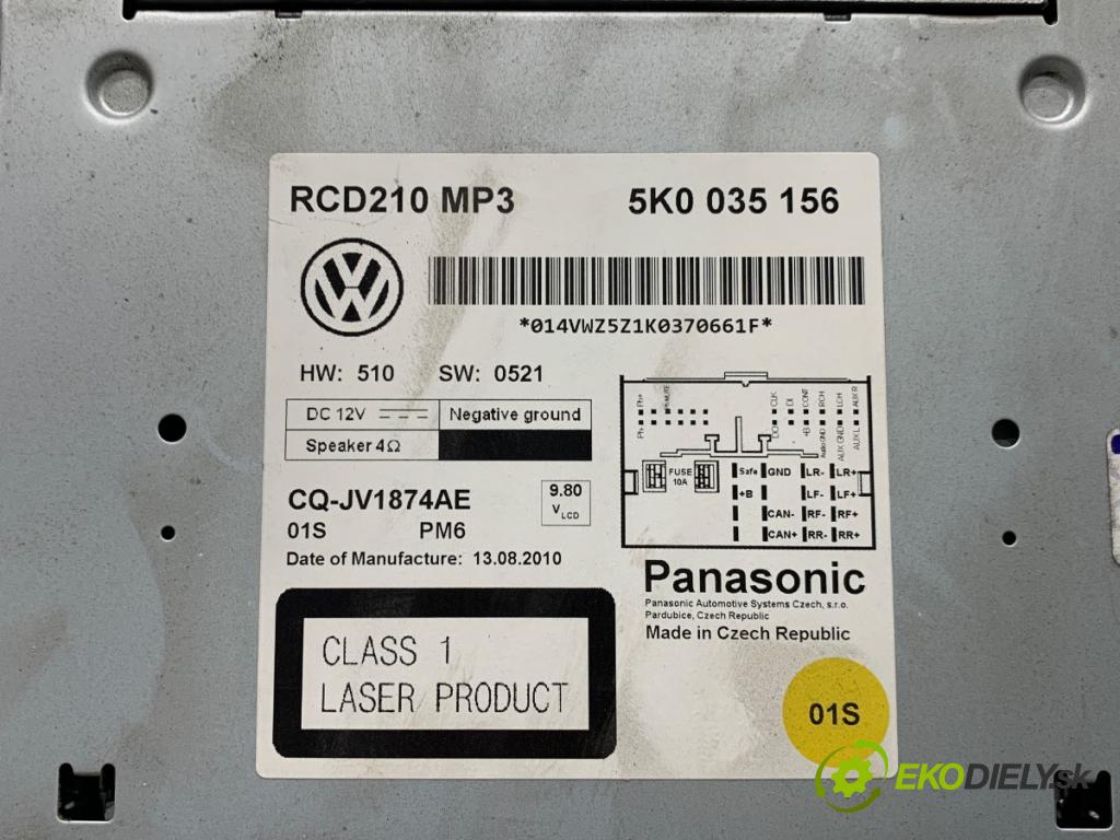 VW CADDY III Nadwozie pełne/minivan 2010 75 kW 1.6 TDI 1598 RADIO 5K0035156 (Audio zariadenie)