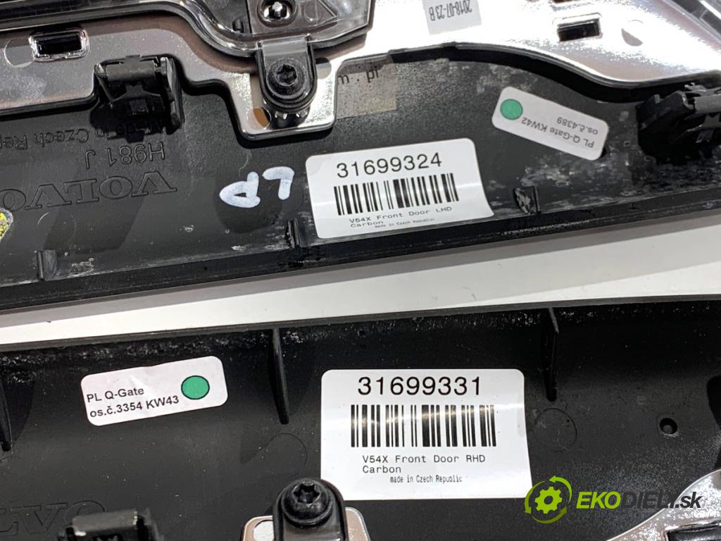 VOLVO S90 II sedan 2019 223 kW T8 Hybrid AWD 1969 lišty kryt Dvere CARBON: 31699338 31699324