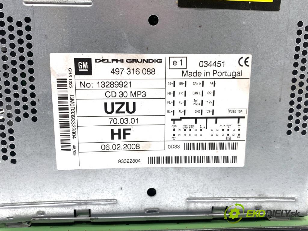 OPEL CORSA D liftback 2010 66 kW 1.3 CDTI (L08, L68) 1248 RADIO 13289921 (Audio zariadenie)
