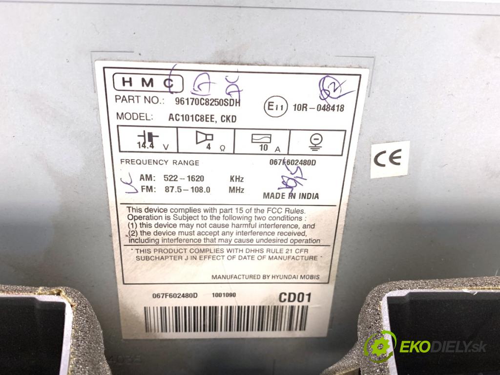 HYUNDAI i20 II liftback 2015 74 kW 1.4 1368 RADIO 96170C8250SDH (Audio zariadenie)